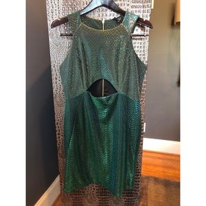 TOPSHOP Shimmery Teal/Gold Dress